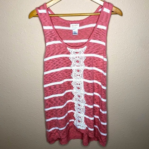 Wrangler Coral Tank with white Crochet Design Women’s Size Large - Picture 1 of 4